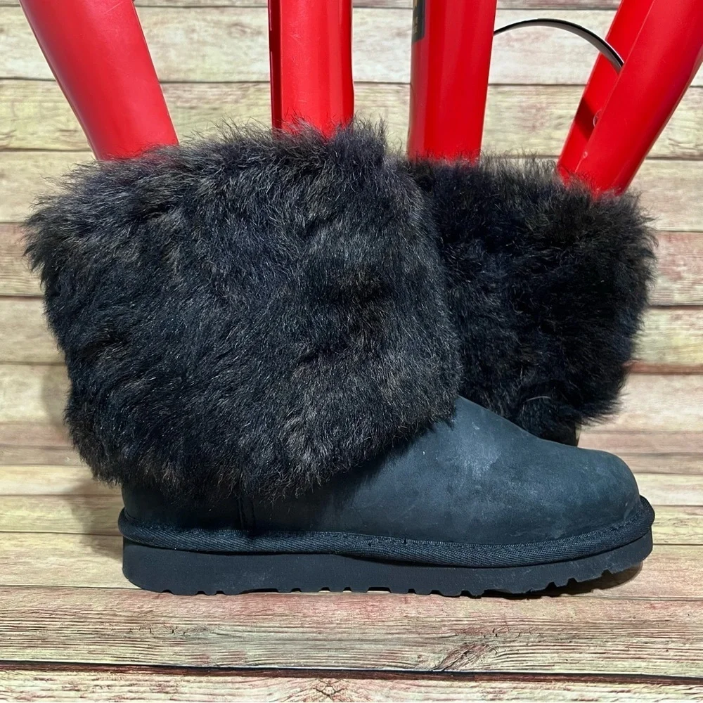 Ugg Black Leather Ellee Winter Boots